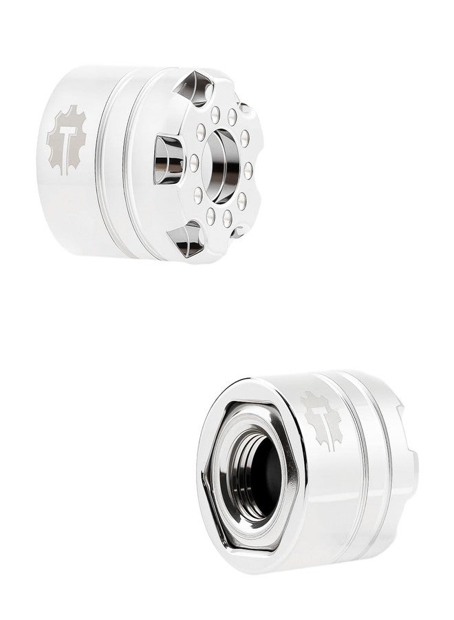 TCRC 4PCS Aluminum M5 Nut Wheel Rim Center Cap Manual Locking Hubs for Axial 1/8 AXP8 Gilamon Trail Buggy Upgrade,Chrome - Image 2